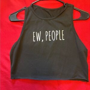 ROMWE Black 'Ew, People' Crop Top